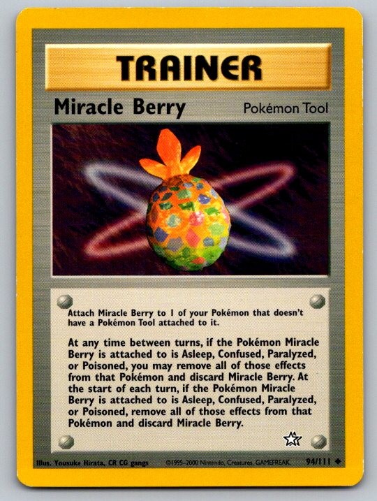 Miracle Berry 94/111 Uncommon Neo Genesis Pokemon Unlimited Lightly Played