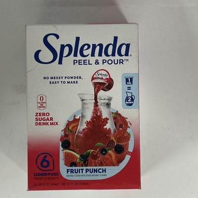 Splenda Peel & Pour Fruit Punch Zero Sugar Drink Mix  6 Per Box ( 3 Boxes)