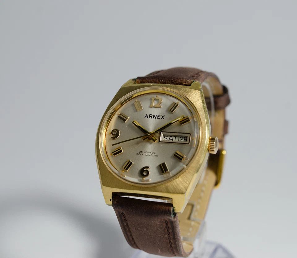 Coleccionistas A. Shield 2066 Manual Día Fecha Swiss Auto Arnex 25J De colección Foto 2 de 4