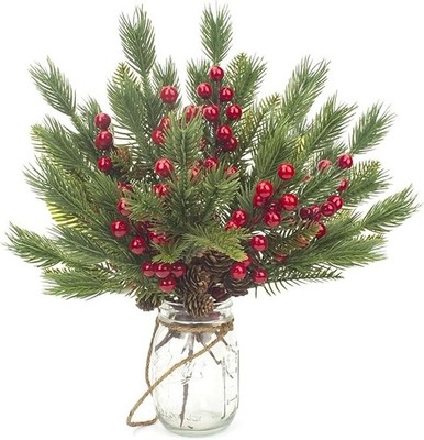 10 Pcs Artificial Pine Cone Red Berry Picks Christmas Tree Wreath Decoration New