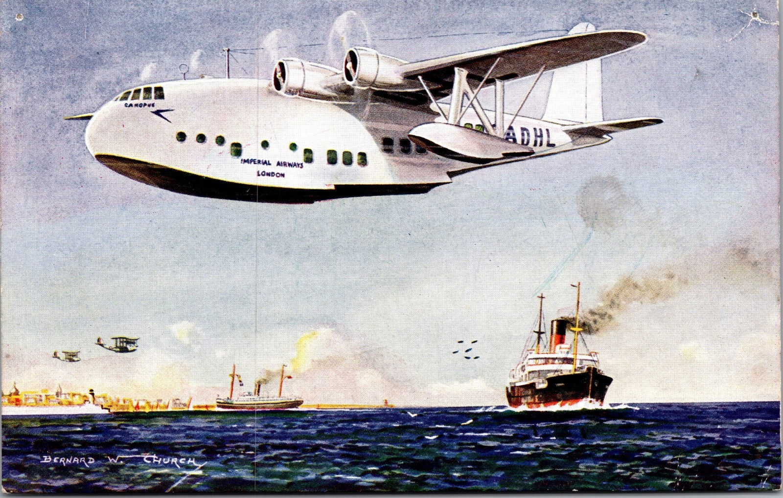 Mint England Aviation Imperial Airways London Flying Boat Canopus PPC Postcard