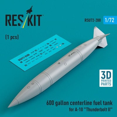 ResKit RSU72-0280 - 1:72 600 gallon centerline fuel tank for A-10 Thunderbolt II