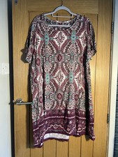 Fat Face Simone Dress Size 22 Cotton Pink Patterned Summer