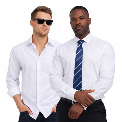 Mens Dress Shirt Comfort Fit Office Wear Cotton Rich with Elastane Crease Free - Image 1 of 4