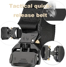 Men’s Tactical Adjustable Belt - Quick-Release Alloy Buckle Sports Belt Black
