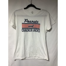 Peanuts and Cracker Jacks Graphic T-Shirt Medium Baseball Game Day Tee