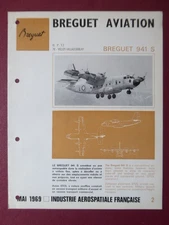 1969 DOCUMENT BREGUET AVIATION BREGUET 941 S STOL AIRCRAFT