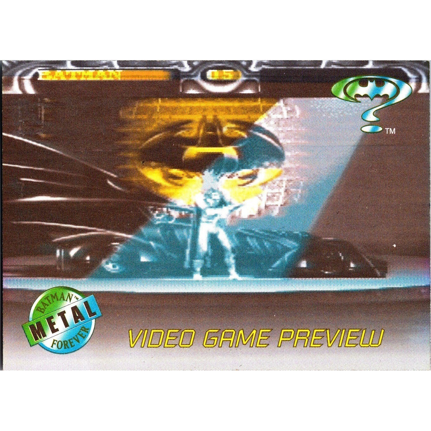 1995 Fleer Metal Batman Forever Video Game Preview Card A-1 Acclaim Batcave