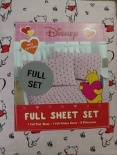 NEW Disney Winnie the Pooh FULL Size Sheet Set - Pink w Pooh and Heart Balloons