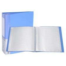 A4 Size Portfolio Binder Folder 100 Pages w Plastic Sheet Protector Light Blue