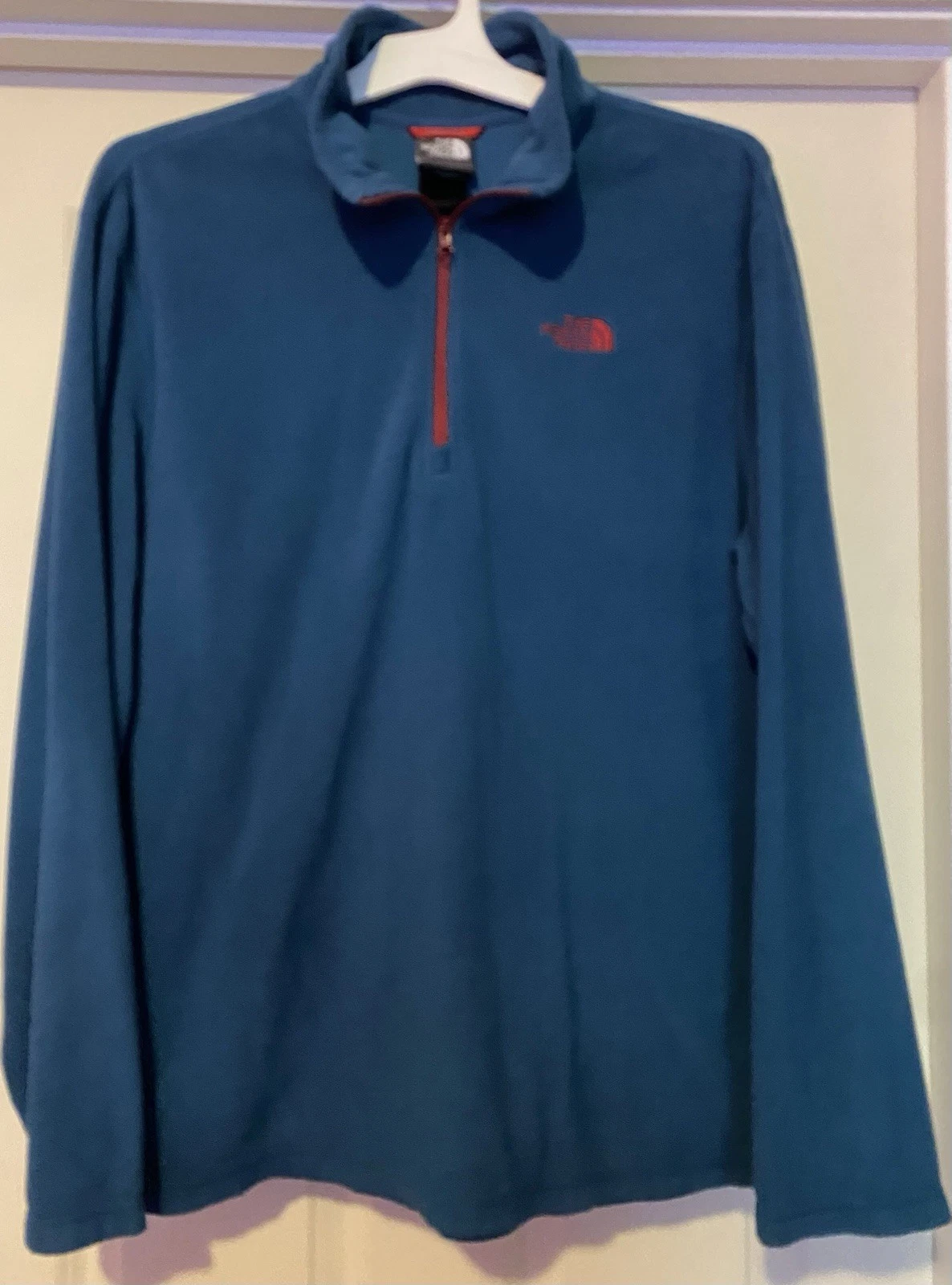 The North Face Shirt Men Large Glacier Teal Blue Fleece 1/4 Zip Pullover Sweater