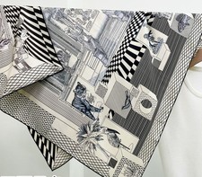 18 Momme Twill 100 Silk Mulberry Scarf 35'' Square Shawl Wrap Double face print
