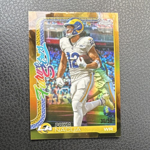 Topps 2025 Topps Chrome Future Stars Puka Nacua Rams FS-23 Gold /50