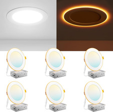 6 Pack 6 Inch 5CCT LED Recessed Ceiling Light with Night Light, 2700K/3000K/3500
