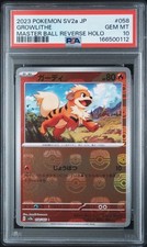 PSA 10 Growlithe Master Ball Reverse Holo 058/165 Carta Pokemon 151 2023 Giapponese