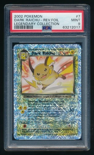 Dark Raichu Pokemon 2002 Reverse Holo Legendary Collection English 7/110 PSA 9