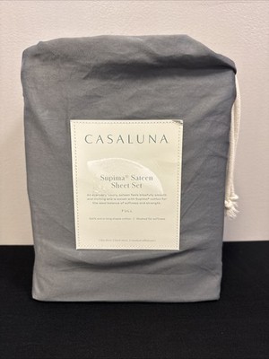 Casaluna Full Size 500 Thread Count Washed Supima Sateen Sheet Set - Dark Gray