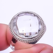 White Topaz 925 Sterling Silver Unisex Solitaire Ring s.7 R7563-32