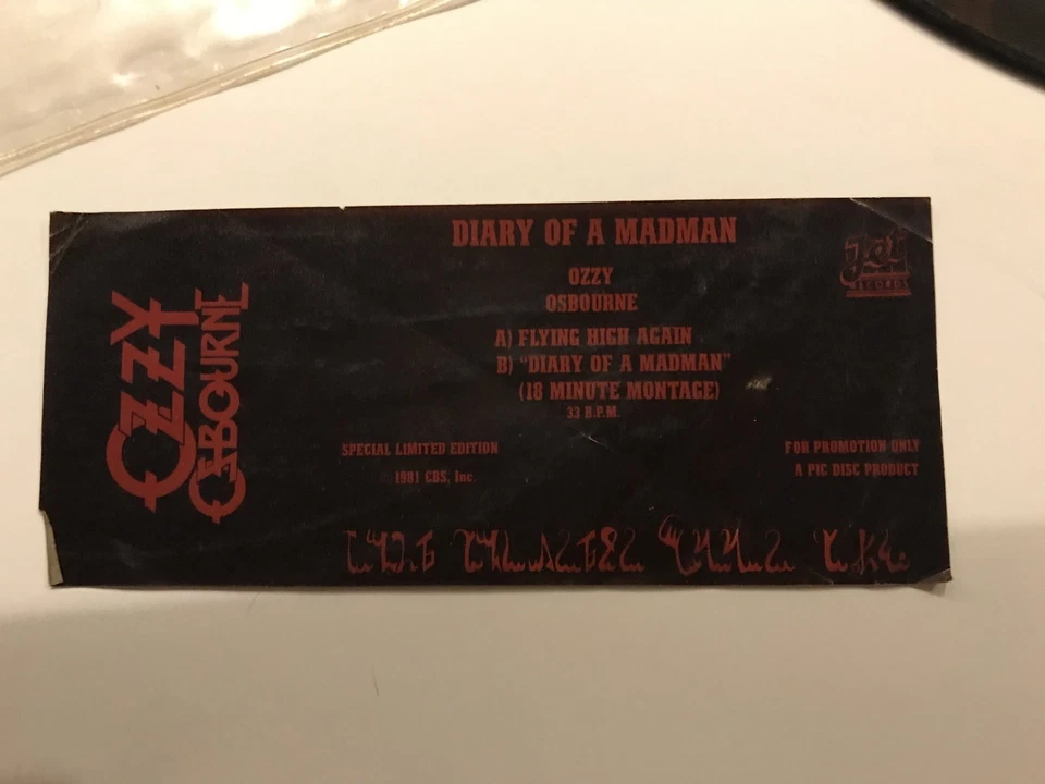 OZZY OSBOURNE 1981 Diary Of A Madman Picture Disc Vinyl KMET PROMO SIGNED  - Image 3 of 4