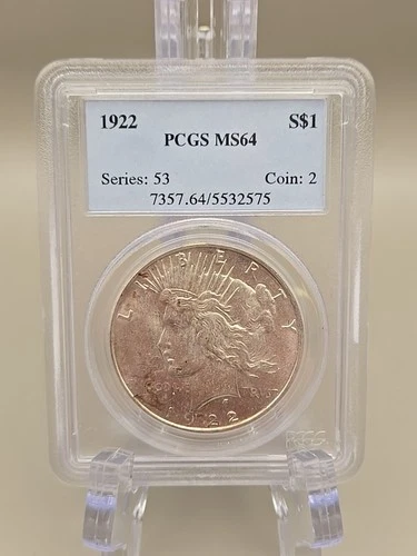 1922 Peace Silver Dollar $1 - PCGS MS64