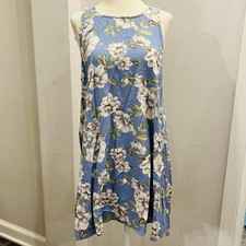 Forever 21 Light Pastel Blue Floral Sleeveless Flowy Tank Mini Dress Size XL