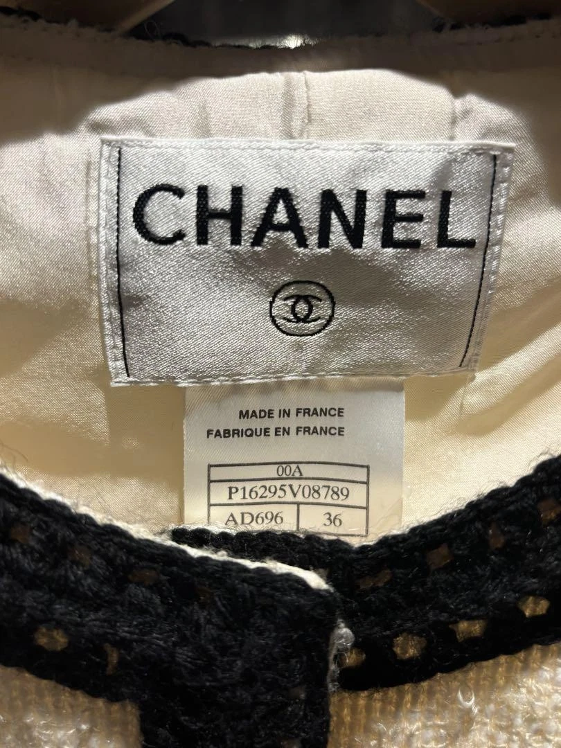 Cappotto tweed CHANEL bianco e nero 36