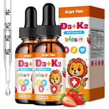 2 Pack Kids Vitamin D3 K2 Drops - 2 Fl Oz Pack of 2 
