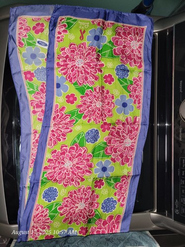 Lilly Pulitzer Green Floral Ford 2005 100% Silk Scarf