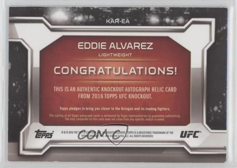 2016 Topps UFC Knockout Auto Relics /350 Eddie Alvarez #KAR-EA Auto - Image 2 of 2