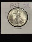 1937 Walking Liberty Half Dollar 50C Silver UNC Business Strike - Philadelphia