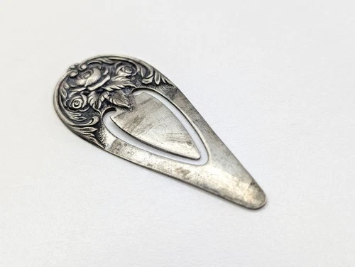 Vintage S.Kirk & Son Sterling Silver 3 Repousse Rose Clip Bookmark #9 - 9.8g -M