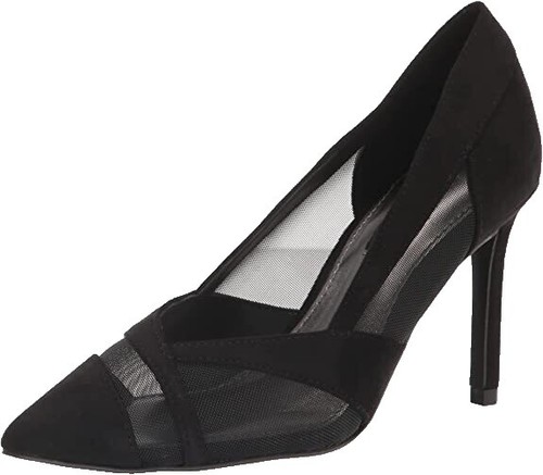 Nine West Hideaway Dress Heels - 3.5 Inch Heel Suede & Python PU T-Strap Pumps - View #3