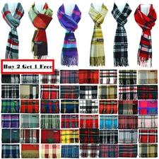 Unisex Winter 100% Cashmere High Quality Plaid Scarf Scotland Made Wool Scarves