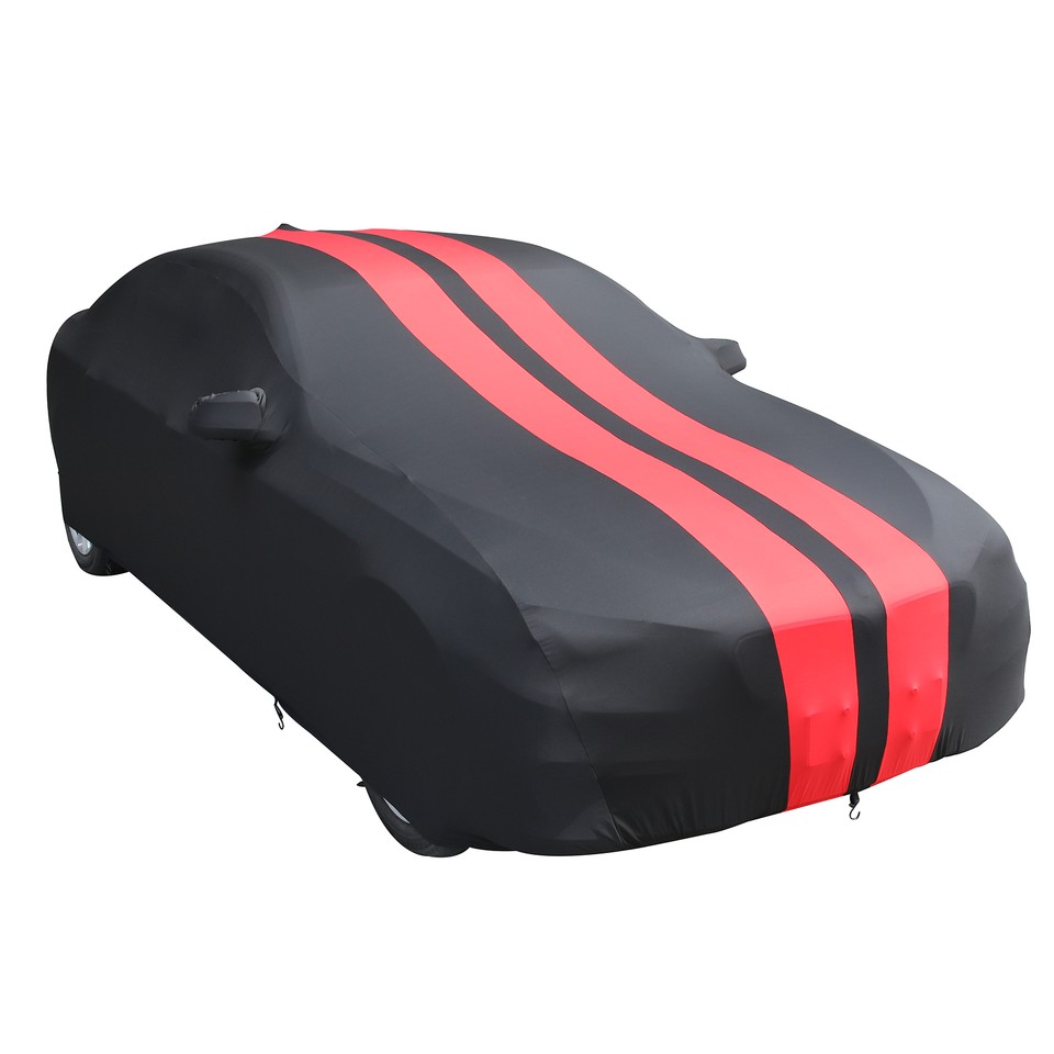 For Ford Mustang Shelby GT500 Red Stripe Full Coverage Car Cover Satin