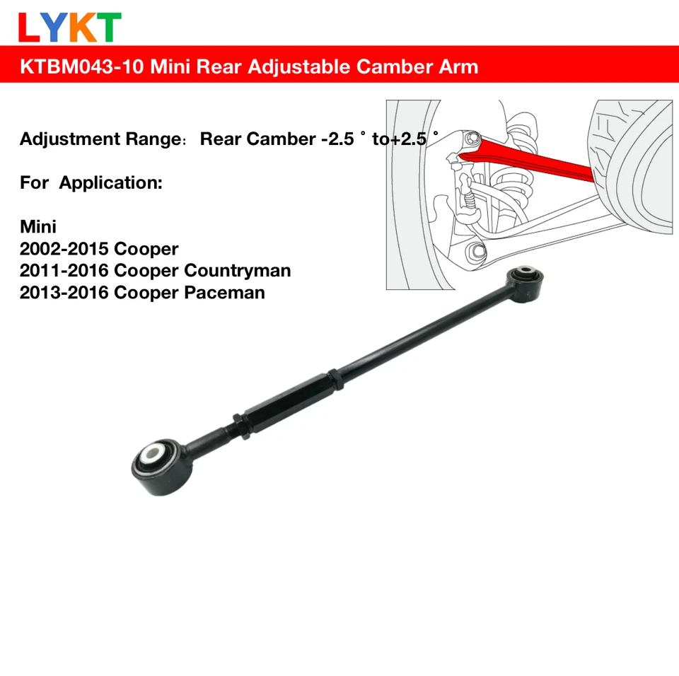 LYKT 2pcs Rear Adjustable Camber arms Kit for Mini Cooper  Cooper Paceman 13-16 - Image 2 of 4