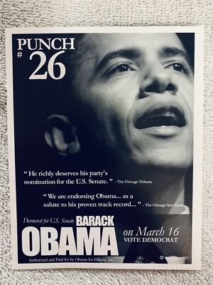 Original Official Barack Obama Senate Campaign Primary 2004 Handbill Union Made