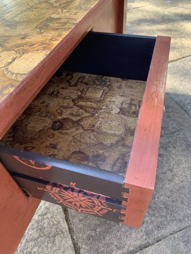 Upcycled Painted Coffee Table With Old Map Decoupage Top - Picture 9 of 10