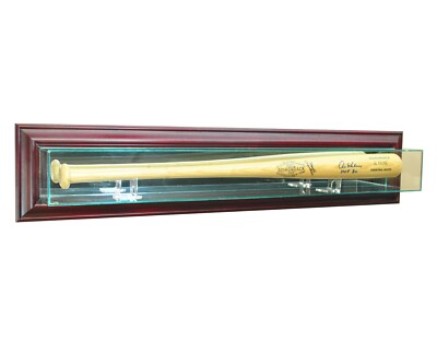 Cherry Wall Mounted Baseball Bat Display Case Glass and MIrror FREE SHIPPING