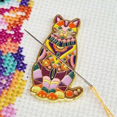 Mandala Cat Needle Minder, Emaille Needle Minder, Magnet von Meloca Designs