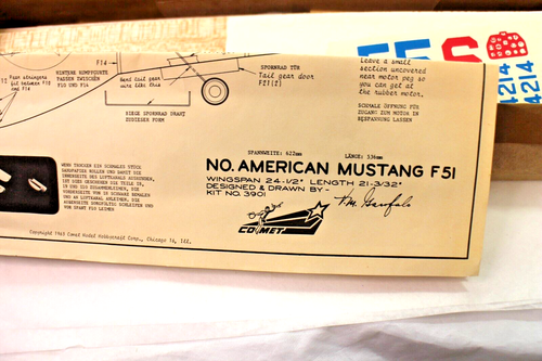 Comet North American F51 Mustang 1963 Balsa Wood NO PLASTIC Rubber or Gas Power - Picture 11 of 15