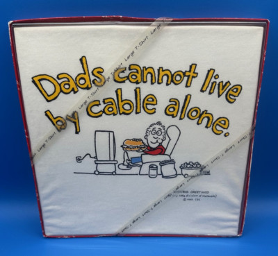 Vintage Hallmark Shoebox Greetings Large Dad T-Shirt Cannot live by cable alone