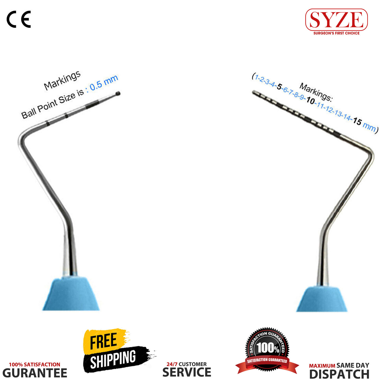 Dental Periodontal Probe UNC 15/Who + Williams Hygienist Measure Depth