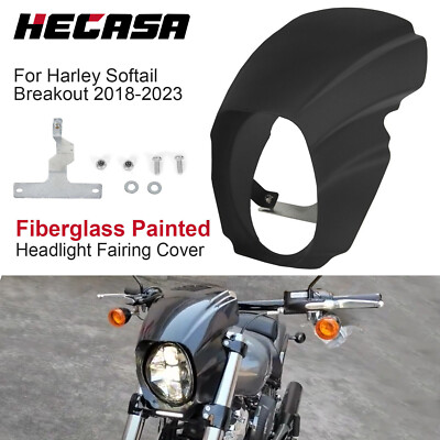 Black Headlight Fairing Cover Mask For Harley Softail Breakout FXBRS 18-23  - Main Image