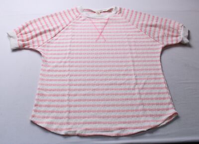 7th Ray Women's Textured Stripe Raglan Short Sleeve Top CG2 Pink Large 