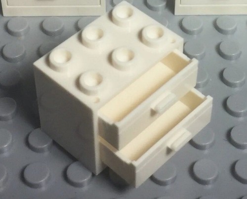*NEW* Lego White Desk Cupboard 3x3x2 Desk White with 2 Drawers x 1 set - Picture 2 of 2