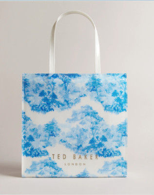 Ted Baker große Icon Tragetasche schlichte Schleife Logo glänzend marineblau, elfenbeinfarben, rosa, grau