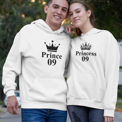 Prince Princess King Queen Crown Hoodie Printed Couple Matching Pullover Outfits