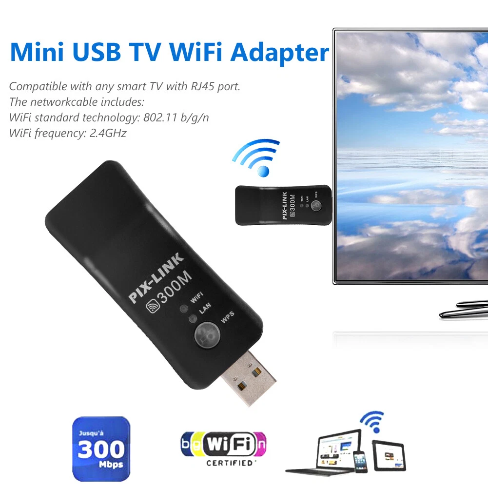 USB TV WiFi Dongle Adapter 300Mbps Universal Wireless Receiver