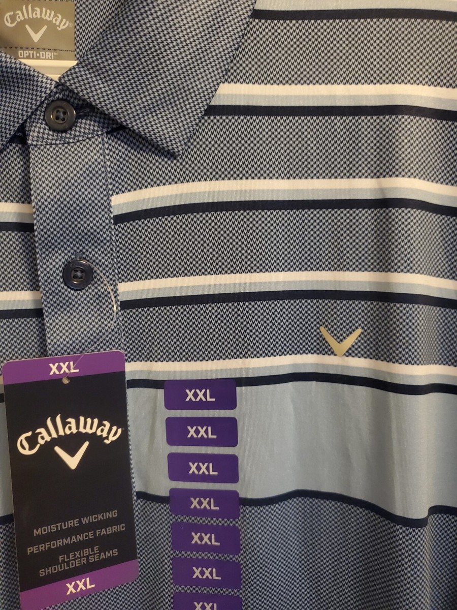 Callaway XXL Men's Dark Blue Striped Opti Dri Short Sleeve Golf