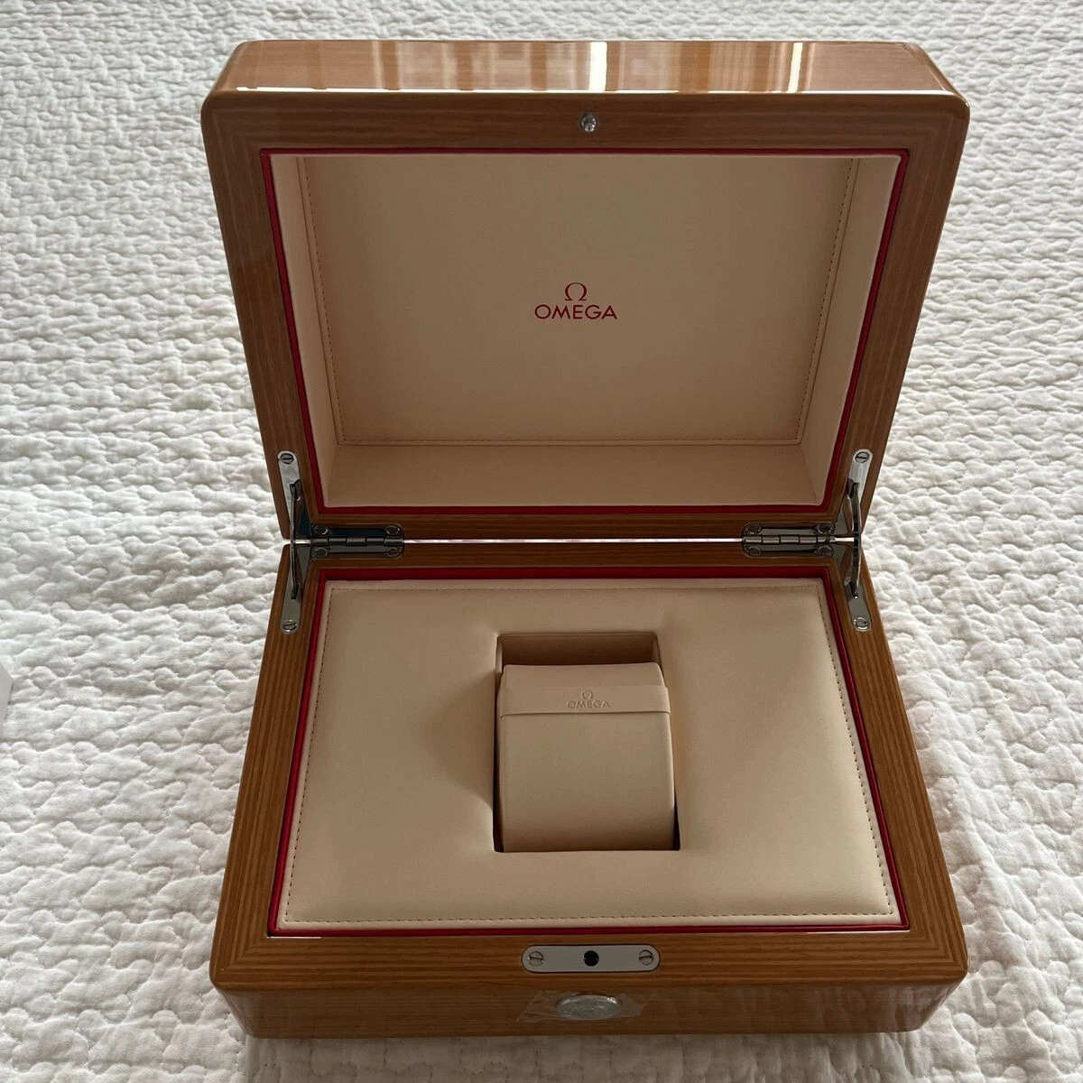 Omega Authentic Wooden Lacquered Empty Watch Box wood Storage Box Vintage